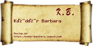 Kádár Barbara névjegykártya